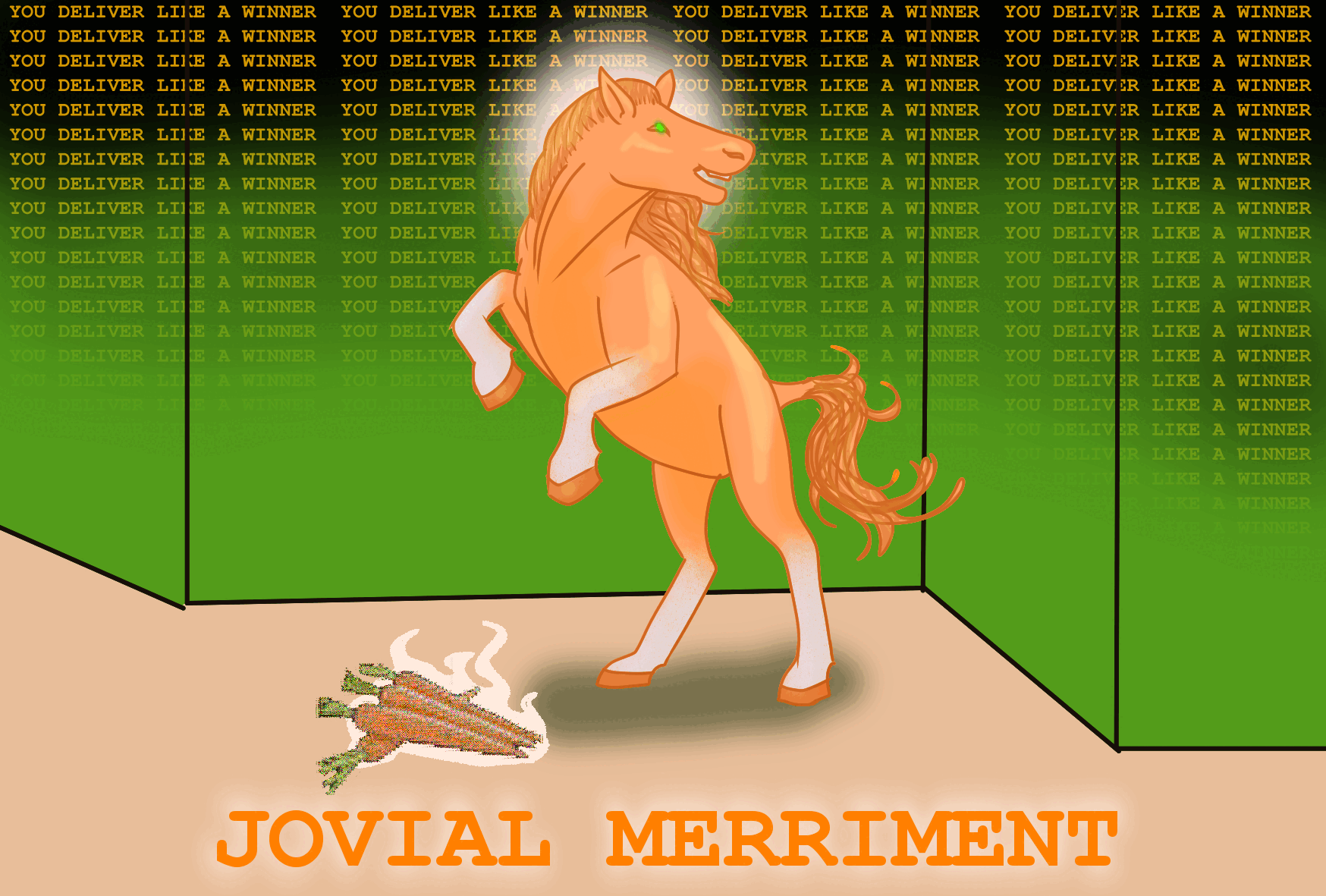 A moving gif of an orange horse in a maze.